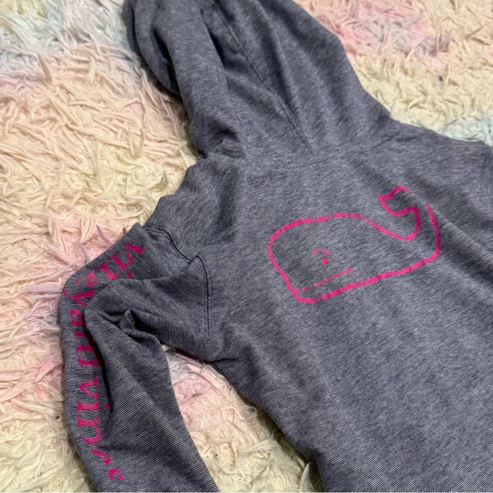 3T Vineyard Vines Blue / Gray lightweight Hoodie with Pink whale Logo
